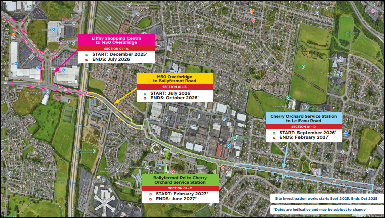 Path for construction outlined for Liffey Valley to City Centre Scheme image