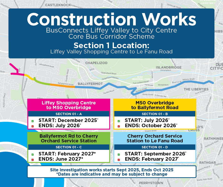 Path for construction outlined for Liffey Valley to City Centre Scheme image